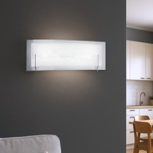 Applique led 12w 3000k moderno vetro curvo overlap perenz illuminazione
