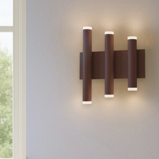 Applique corten marrone led 3000k moderna per pareti