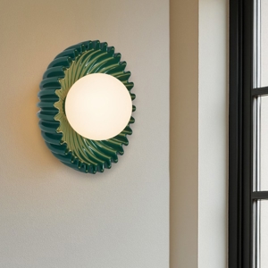 Applique da parete verde ceramica sfera vetro