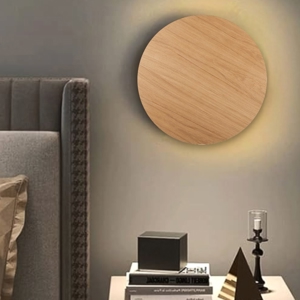 Grande applique di legno rotondo cerchio 60cm moderno