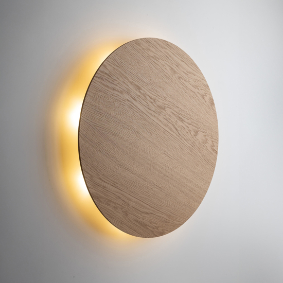 Grande applique di legno rotondo cerchio 60cm moderno