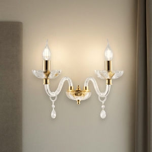 Lampada 2 bracci di cristallo trasparente oro brigida ondaluce