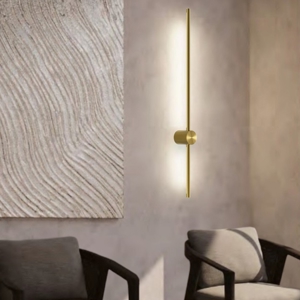 Applique lunga bacchetta led oro ottone 10w 3000k moderna