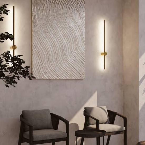 Maytoni light stick applique lunga bacchetta led oro ottone 10w 3000k moderna