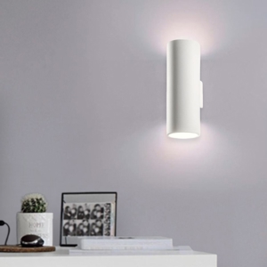 Applique cilindro verticale bianco di gesso ceramica verniciabile