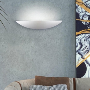Applique di gesso ceramica mezzaluna bianca