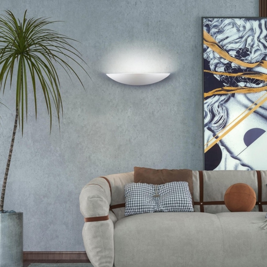 Applique di gesso ceramica mezzaluna bianca