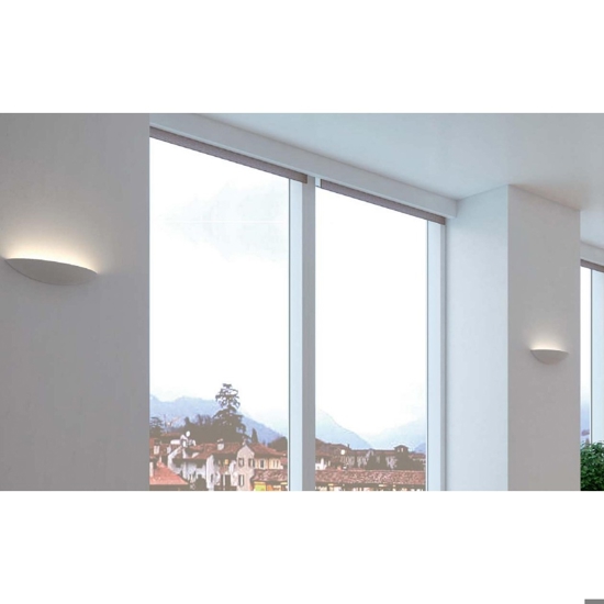 Applique di gesso ceramica mezzaluna bianca