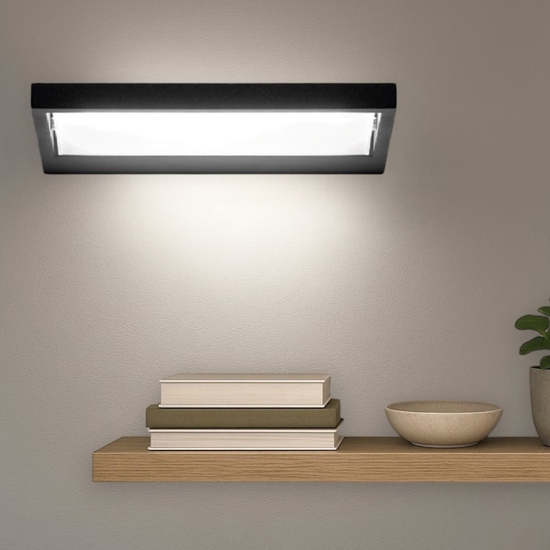 Applique led 38w nera stilnovo tablet design moderna per soggiorno