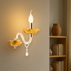 Ondaluce applique vetro cristallo ambra