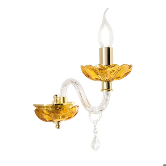 Ondaluce applique vetro cristallo ambra