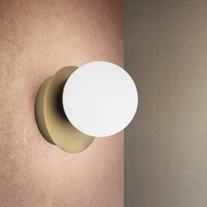 Applique vivida pearl led 4w 3000k oro spazzolato sfera vetro bianco