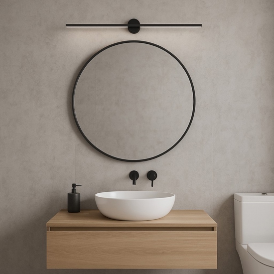 Applique nero 91cm per specchio da bagno led 10w 4000k