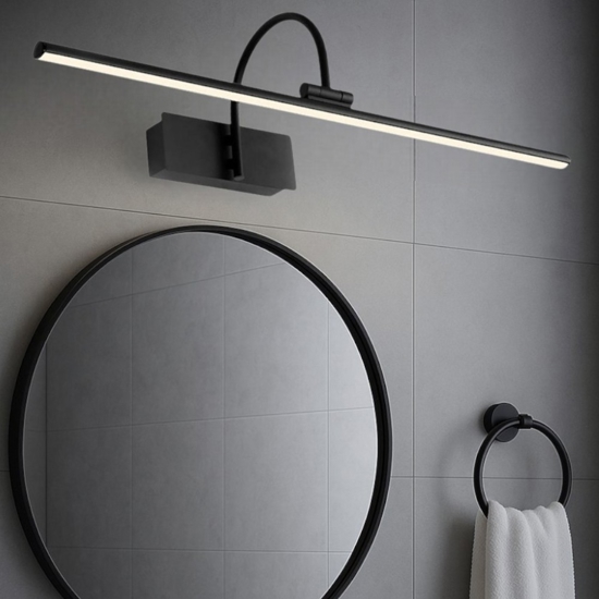 Applique nero 60cm per specchio da bagno led 12w 3000k