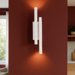 Applique led 15w 3000k cilindri rigati bianchi