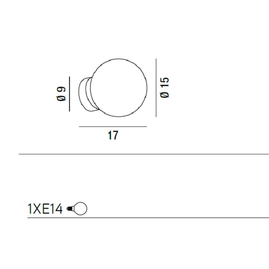 Perenz maga applique da bagno sfera vetro 15cm