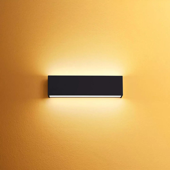 Applique led 28w 3000k bi emissione nero box w2 linea light
