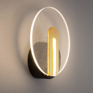 Applique rotonda da parete design moderno nera e oro