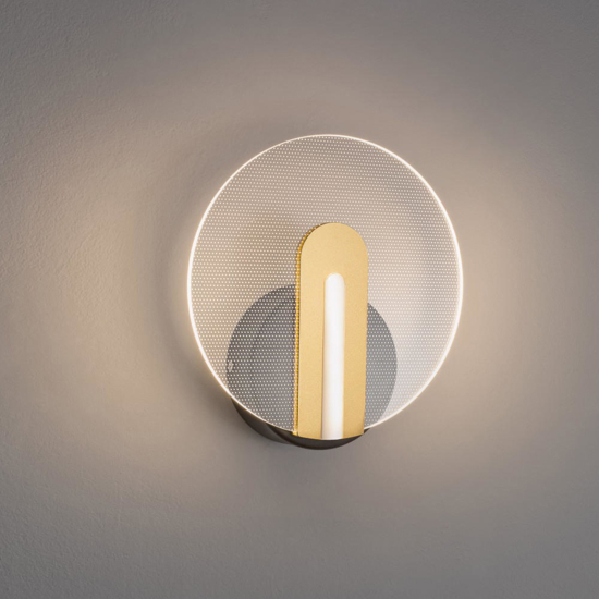 Applique rotonda da parete design moderno nera e oro