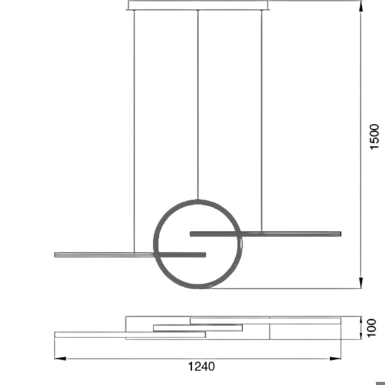 Lampadario a led 50w 3000k per soggiorno design moderno nero