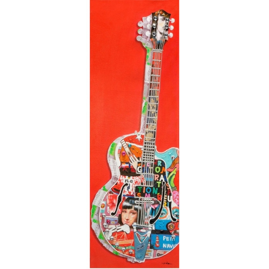 Quadro moderno verticale chitarra elettrica dipinto 50x150