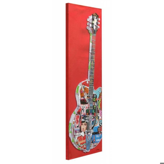 Quadro moderno verticale chitarra elettrica dipinto 50x150