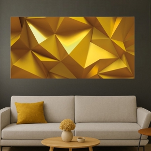 Quadro astratto moderno 80x40cm effetto 3d piramidi gialle