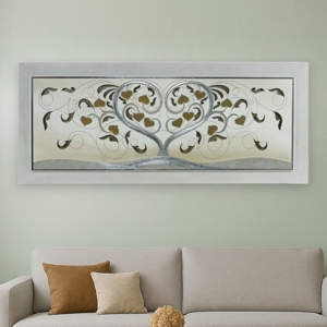 Quadro albero della vita moderno 155x65 argento