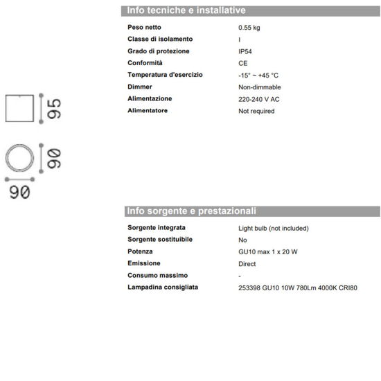 Ideal lux techo pl1 round d09 faretto da esterno marrone ip54
