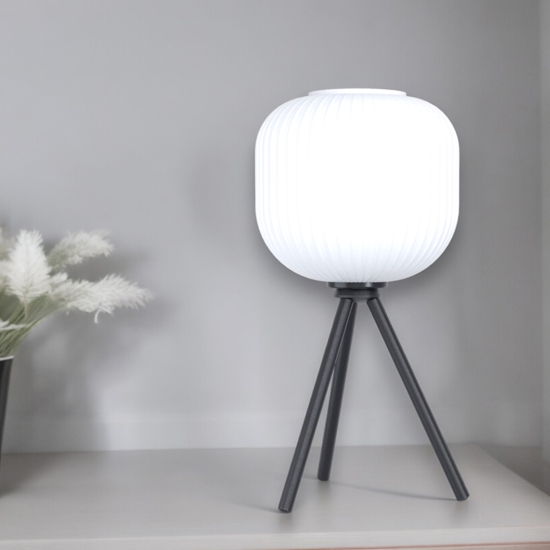 Abat-jour lampada nera per comodino moderna fp