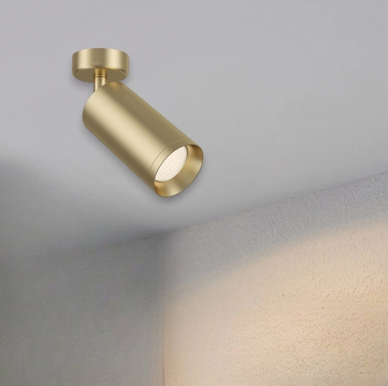 Faretto cilindro oro satinato da soffitto orientabile