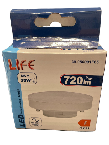 Lampadina led gx53 8w 6500k 720lm life ottica 120° fp