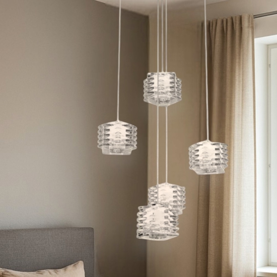 Lampadario stanza da letto vetri top light rubik