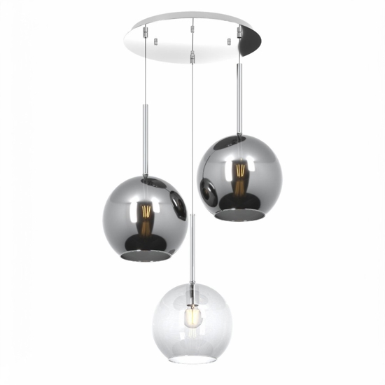 Lampadario camera da letto tre luci cromo trasparente