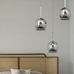 Lampadario per camera da letto sfere vetro cromo