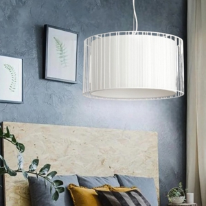 Lampadario per camera da letto griglia di metallo paralume bianco