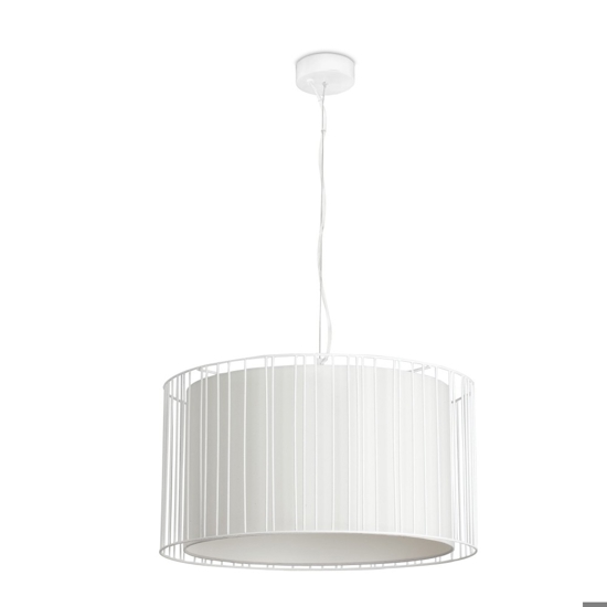 Lampadario per camera da letto griglia di metallo paralume bianco