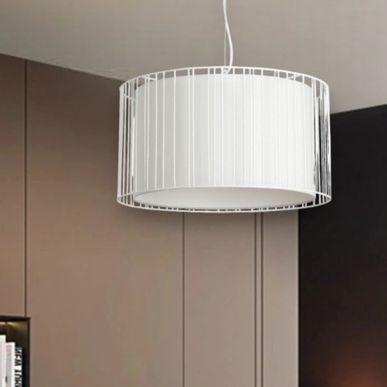 Lampadario per camera da letto griglia di metallo paralume bianco