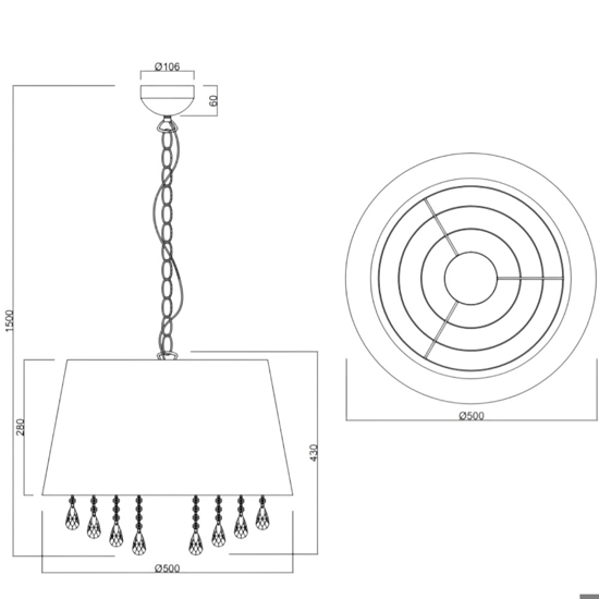 Lampadario paralume nero oro per camera da letto