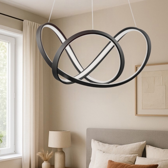 Lampadario nero design led per camera da letto