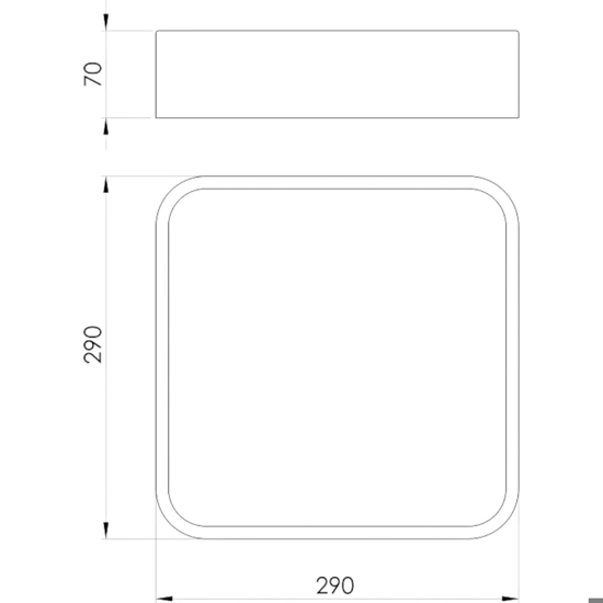 Plafoniera da bagno 16w 3000k quadrata cromo