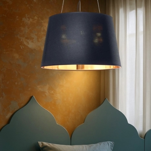 Nordik sp4 ideal lux lampadario stanza da letto paralume tessuto nero e oro