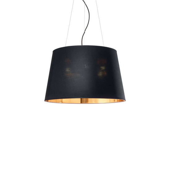 Nordik sp4 ideal lux lampadario stanza da letto paralume tessuto nero e oro