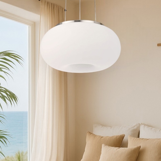 Lampadario da camera da letto di vetro bianco