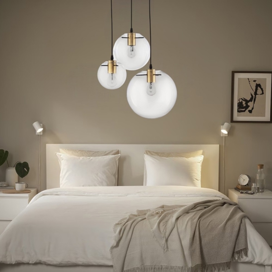 Lampadario oro nero vetri a cascata per camera da letto
