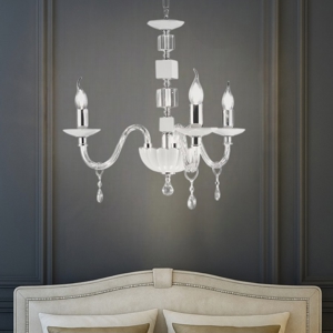 Ondaluce lampadario stanza da letto classico vetro cristallo bianco tre luci