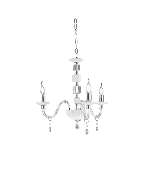 Ondaluce lampadario stanza da letto classico vetro cristallo bianco tre luci