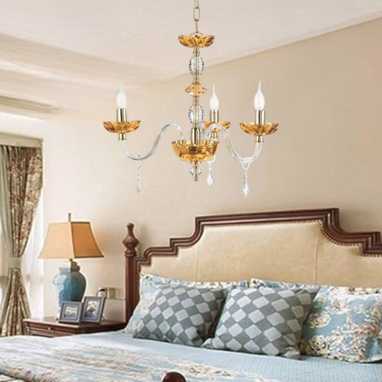 Lampadario stanza da letto vetro cristallo ambra