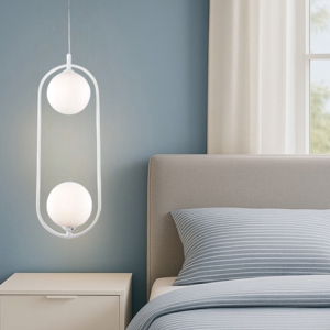 Lampadario ring pendente per comodini camera da letto bianco moderno maytoni