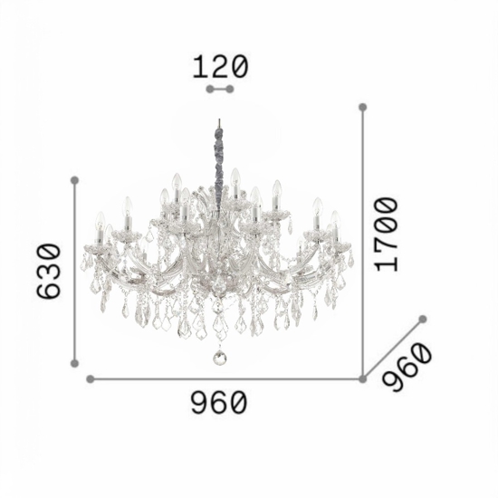 Napoleon sp18 ideal lux lampadario classico vetro soffiato 18 luci stanza da letto